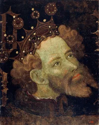 Pierre IV av Aragon dit le Ceremonieux - Peter IV (1319-1387), konge av Aragon - Peinture de Jaume (Jaime) Mateu (1382-1452) - 1427 - Tempera på panel - 56,3x45,3 - Nasjonalmuseet for kunst i Catalonia , Barcelona