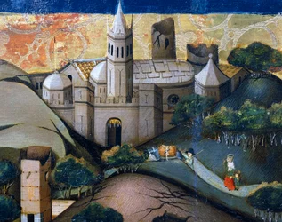 Landskap med Episcopal Church, detalj fra Flight into Egypt, altertavle fra Verdu