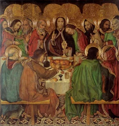 La cene - Nattverden - Maleri av Jaume (Jaime) Huguet (1412-1492) - 1465-1470 - Tempera på panel - 170x161 - Museu Nacional d'Art de Catalunya, Barcelona