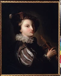 ""The Young Page With A Mirliton"" (Page With A Reed Pipe) Maleri av Jean Alexis Grimou (1678-1733) 1700-tallet. Rokokko. Olje på lerret. Pushkin-museet i Moskva