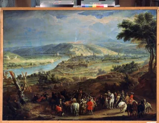 Beleiringen av Namur i 1692 (Beleiringen av Namur i 1692). Beleiring av byen av Ludvig XIV og Vauban fra 29. mai til 30. juni 1692. Maleri av Jean-Baptiste Martin (Jean Baptiste Martin