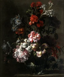 Et stilleben av blomster (olje på lerret)