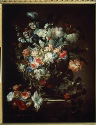 ""Blomster"" (Blomster). Stilleben. Maleri av Jean Baptiste (Jean-Baptiste) Monnoyer (1636-1699). Olje på lerret. Fransk kunst, barokkstil. Pushkin Museum of Fine Arts, Moskva