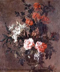 Stilleben, liljer og andre blomster