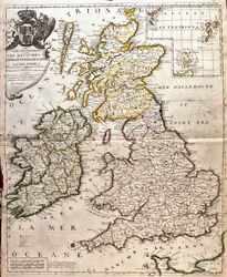 Kart over kongedømmene England, Skottland og Irland (Storbritannia)