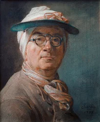 Selvportrett av Chardin, kalt «al#39; abat-jour» ...