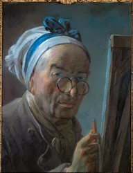 Selvportrett av Chardin med pince-nez …