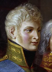 Portrett av tsar Alexander I av Russland, detalj (olje på lerret)