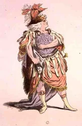 Monsieur Sarazin som Theseus, i Phedre, av Jean Racine (1639-99) faksimile av A. Guillaumot Fils (fargegravering)
