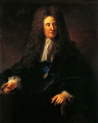 Portrett av Jules Hardouin Mansart (1646-1708), fransk arkitekt, ledende skikkelse innen fransk barokkarkitektur, maleri av Jean-Francois Millet (1814-1875)