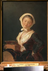 ""Tønneorgelspilleren eller portrett av en ung Savoyard"" (En orgelkvern (The Savoyard Girl)) Maleri av Jean Honore Fragonard (1732-1806) Pushkin Museum, Moskva