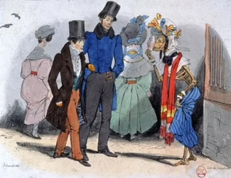 Prostituerte som sprer syfilis, ca. 1850 (illustrasjon)