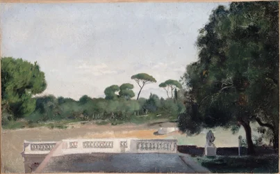 Hagene i Villa Borghese sett fra Villa Medici i Roma, mellom 1859 og 1860 (olje)