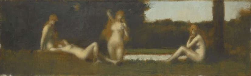 Nymfer som kommer ut av badet, etter 1877 (olje på lerret)