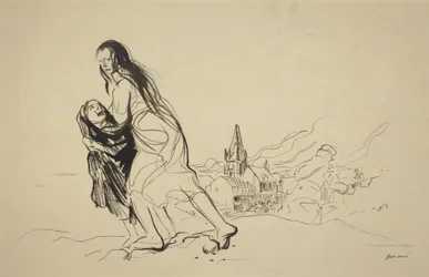 Etter Douai, sannsynligvis 1918 (blekk på papir)