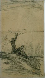 Figur Sittende Under Et Tre