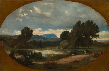 Landskap med rytter på hvit hest, 1846.