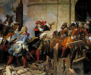Valenciennes stormet av Louis XIV (1638-1715) den 17/03/1677 leder Vauban de militære operasjonene. Maleri av Jean Alaux dit le Romain (1786-1864) 1837 søn. 4,15x4,65 m - Valenciennes stormet av Ludvig XIV (1638-1715) 17. mars 1677. Vauban leder militaen