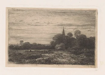 Landskap med kirketårn