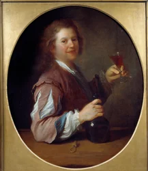 Portrett av kunstneren i drinker Maleri av Jean Alexis Grimou (1680-1740) 1724 Søn. 1x0,85 m