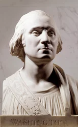 Marmorbyste av George Washington (1732-1789) Skulptur av Jean Antoine Houdon (1741-1828) 1786 Paris, Musee du Louvre