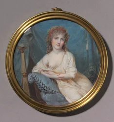 Portrett av en kvinne lenende på en sofa, ca. 1804.