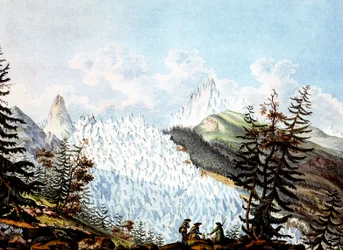Utsikt over snøskredet i Ishavet, ca. 1800 (gravering)