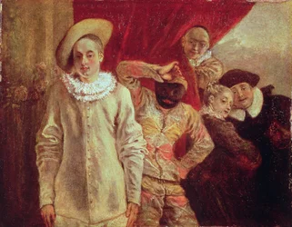 Harlekin, Pierrot og Scapin, skuespillere fra commedia dell