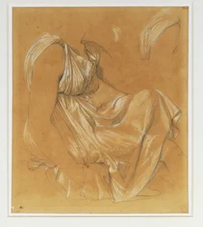 Etude de draperie d#39;une figure feminine - Studie av draperiet til en kvinneskikkelse …