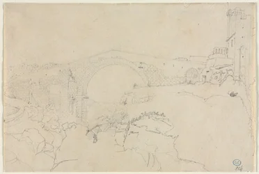 Ponte dellAbbadia ved Vulci, første halvdel av 1800-tallet.