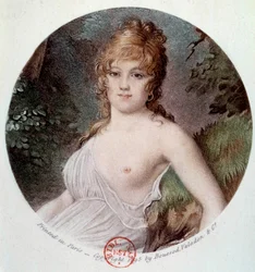 Portrett av Madame Tallian, født Cabarrus, prinsesse av Caraman - Chimay (1773-1835) kalt Notre Dame de Thermidor Lithography etter Jean-Baptiste Isabey (1767-1855) 1895 Paris, Musee Carnavalet