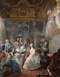 Marie Antoinette spiller harpe
