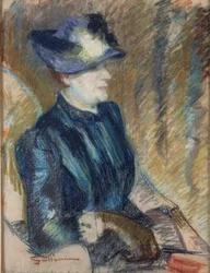 Portrett av kunstnerens kone, ca. 1889–90 (pastell på papir på tegnebrett)