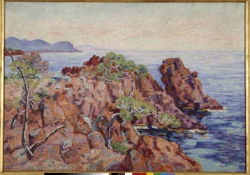 The Rock of Gaupillat at the Trayas-maleri av Armand Guillaumin (1841-1927) Musee Cantini, Marseille