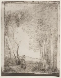 A Young Mother at the Entrance of a Wood, originalt inntrykk 1856, trykt i 1921.