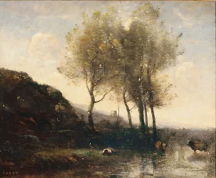 Cowherd hviler ved foten av Cool Hills, ca. 1855-65