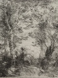 Horseman in the Woods, originalt inntrykk 1854, trykt i 1921.