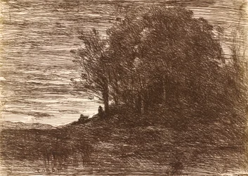 Eremittskogen, eller bredden av innsjøen Trasimène Le Bois de l'Hermite, ou les..., 1858.