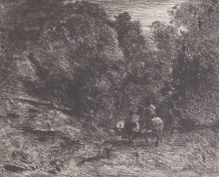 To reisende i en skog Rytteren i skogen og fotgjengeren, 1854.