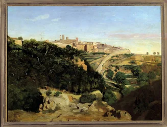Volterra, le Municipe Maleri av Camille Corot (1796-1875) 1800-tallets søn. 0,7x0,94 m