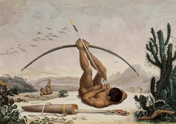 Innfødte bueskyttere, illustrasjon fra reisene i det indre av Brasil, 1834