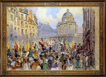 Overgivelsen til Senate of Trophees etter slaget ved Ulm og Austerlitz i 1806 Esquisse en akvarell av Edouard Detaille (1848-1912)