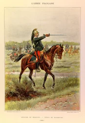 Typer og uniformer til den franske arméen til kaptein Jules Richard, illustrert av Edouard Detaille (1848-1912): Dragenes offiser i manøverdrakt i 1885, privat samling