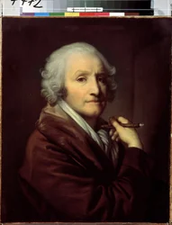 ""Selvportrett"" (Selvportrett) Maleri av Jean Baptiste Greuze (1725-1805) rundt 1780 Dim. 55,5x46 cm Saint Petersburg Eremitage Museum