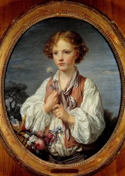 Ung gutt i kurven med blomster av Jean Baptiste Greuze (1725-1805) 1761