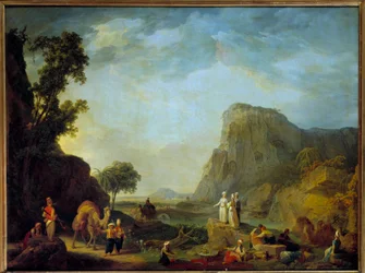 Orientalsk landskapsmaleri av Jean Baptiste Hilaire (1753-1822 ca.) 1800-tallet søn. 0,65x0,85 m