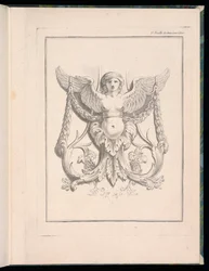 Design for en sfinx, pl. 2, Deuxieme Cahiers des arabesques dessinés par J.B. Huet... [Bok 2, Portfolios of Arabesques Designet av J.B. har]