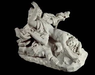 Hippolytes død Mytologiens gigant blir drept under gigantomakiet. Skulptur av Jean Baptiste Lemoyne (1704-1778) Paris fra 1700-tallet, Louvre-museet.