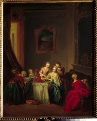 La toilette Maleri av Jean Baptiste Pater (1695-1736) 1700-talls søn. 0,47x0,37 m Paris, Musée du Louvre