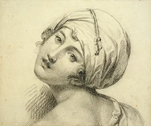 Portrett av Emma (ca. 1765-1815) Lady Hamilton (svart kritt på papir)